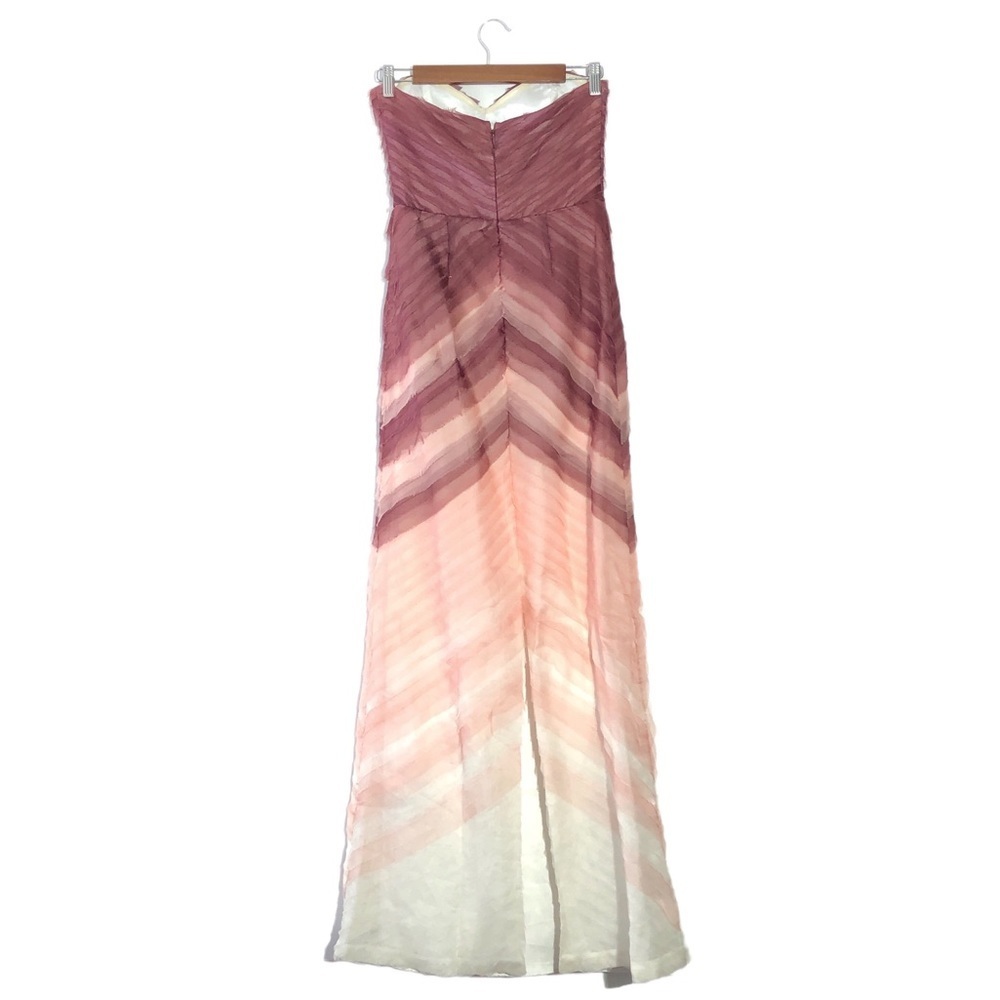 Parker Pink Silk Tiered Ombre Chiffon Strapless Sweetheart Prom Gown Maxi Dress - Picture 4 of 14